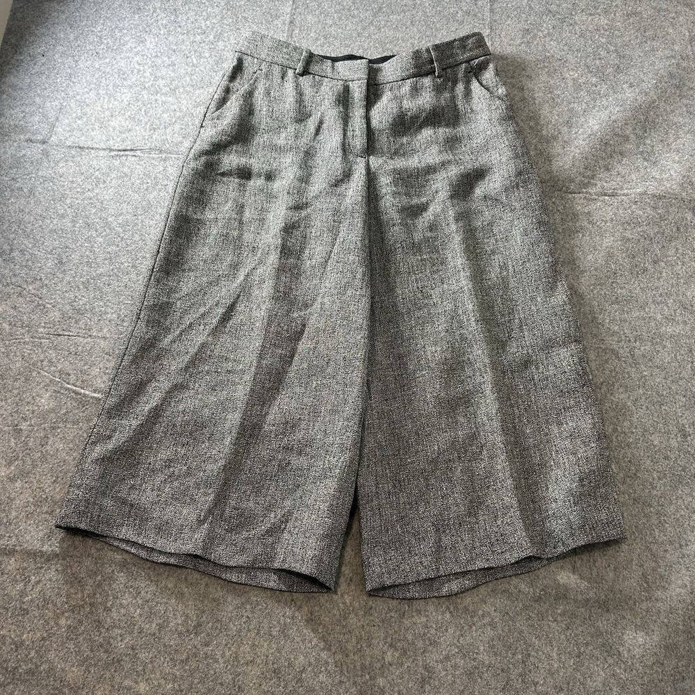Theory Halientra Linen Cropped Wide Leg Pants Women's Size 6 Gray Career